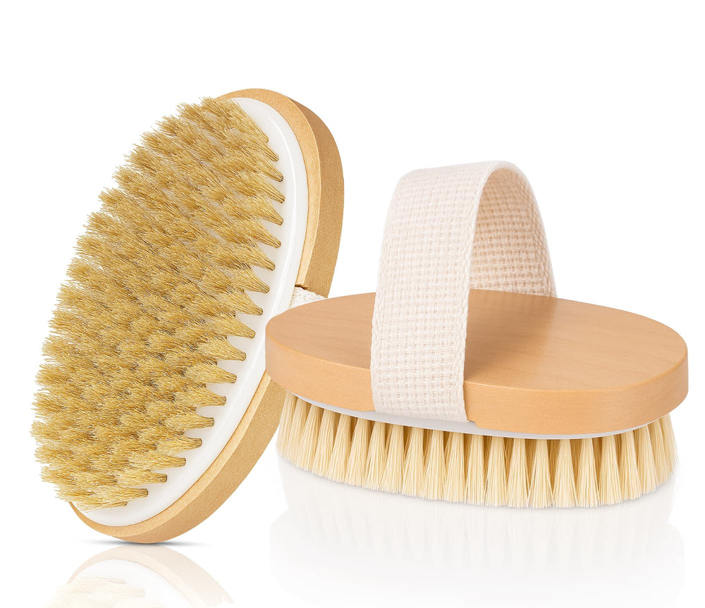 OPAZ brosse corps avec poignée ergonomique en bois naturel pour exfolier en douceur