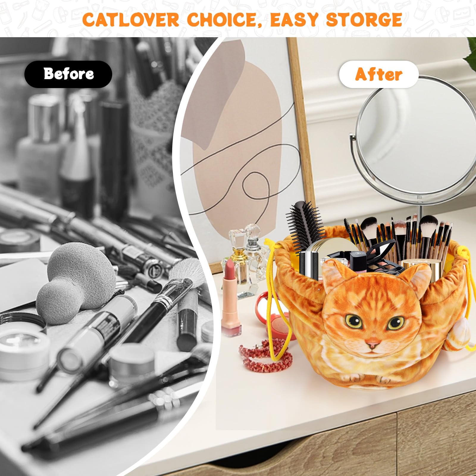 Openhahaha Cadeau chat: sac maquillage mignon pour femmes.