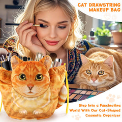 Openhahaha Pochette cosmétiques chat posé à plat, gain de place et organisation.