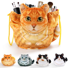 Openhahaha Sac maquillage chat 3D avec corde, rangement pratique et accès rapide.