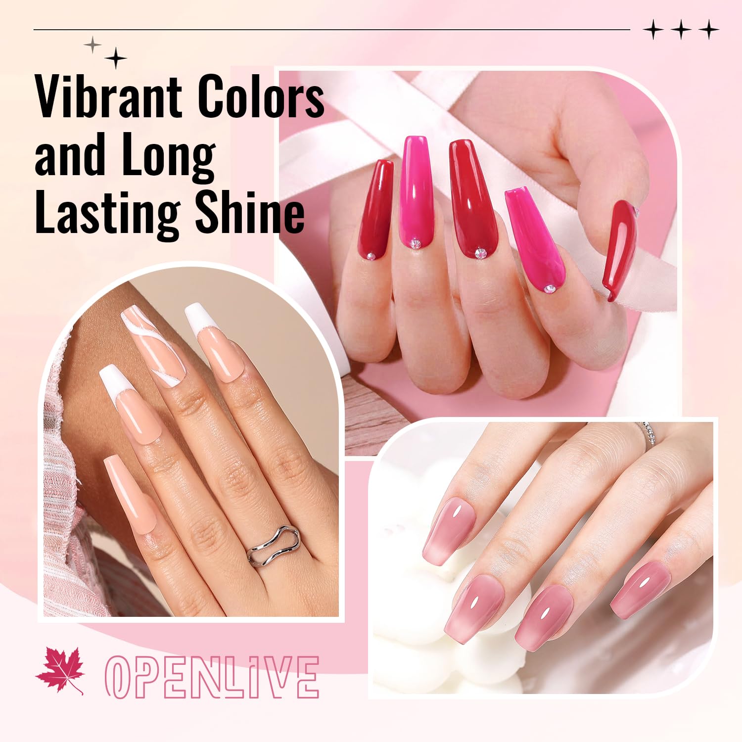 OpenLive vernis ongles 12 pièces: idéal pour tester plusieurs looks chez soi.
