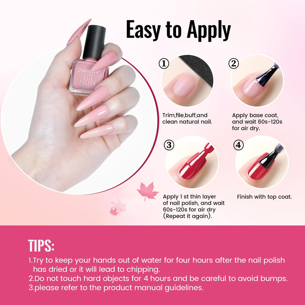 OpenLive finition brillante et durable: effet lumineux qui met en valeur les ongles.