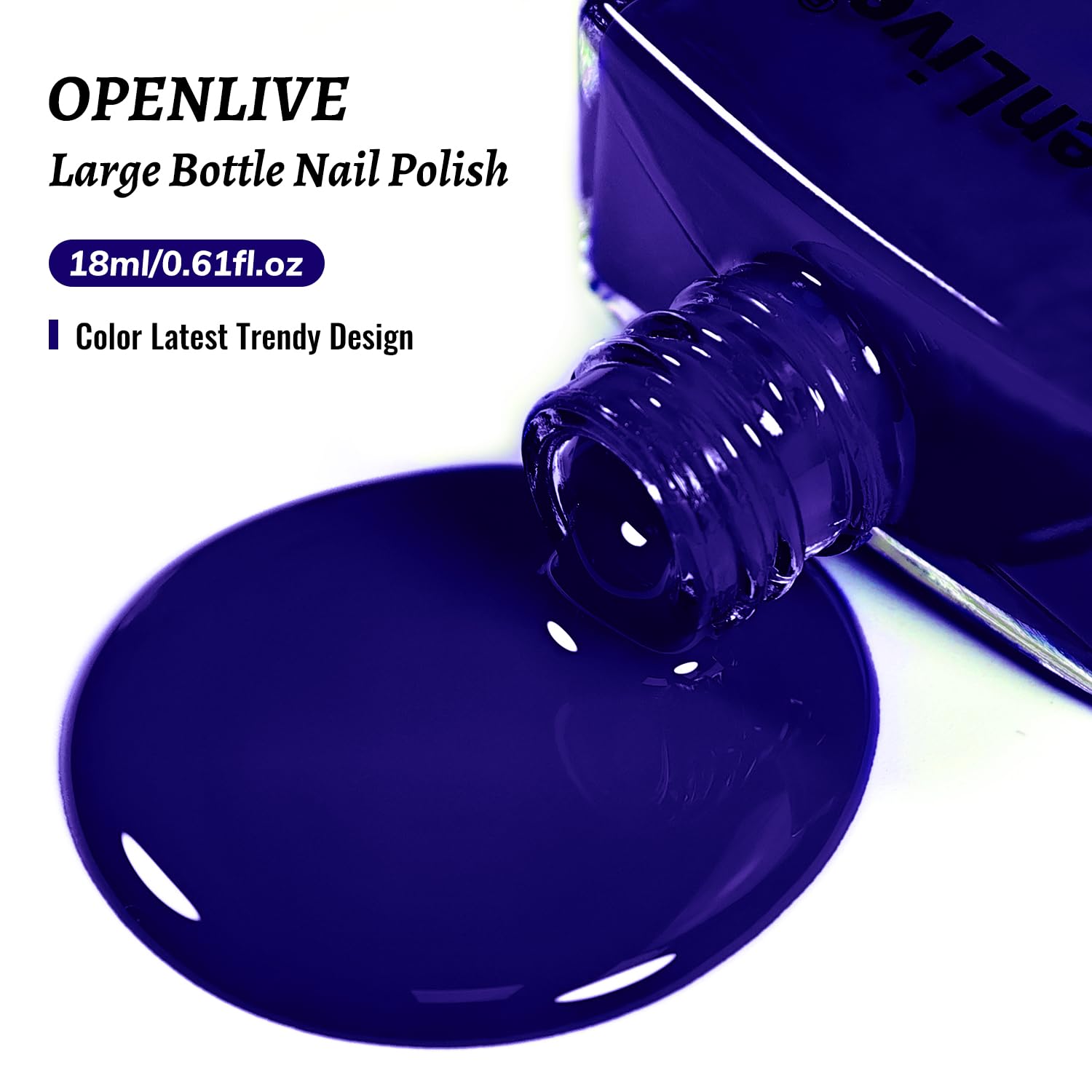 OpenLive vernis bleu, idéal pour manucure minimaliste ou française.