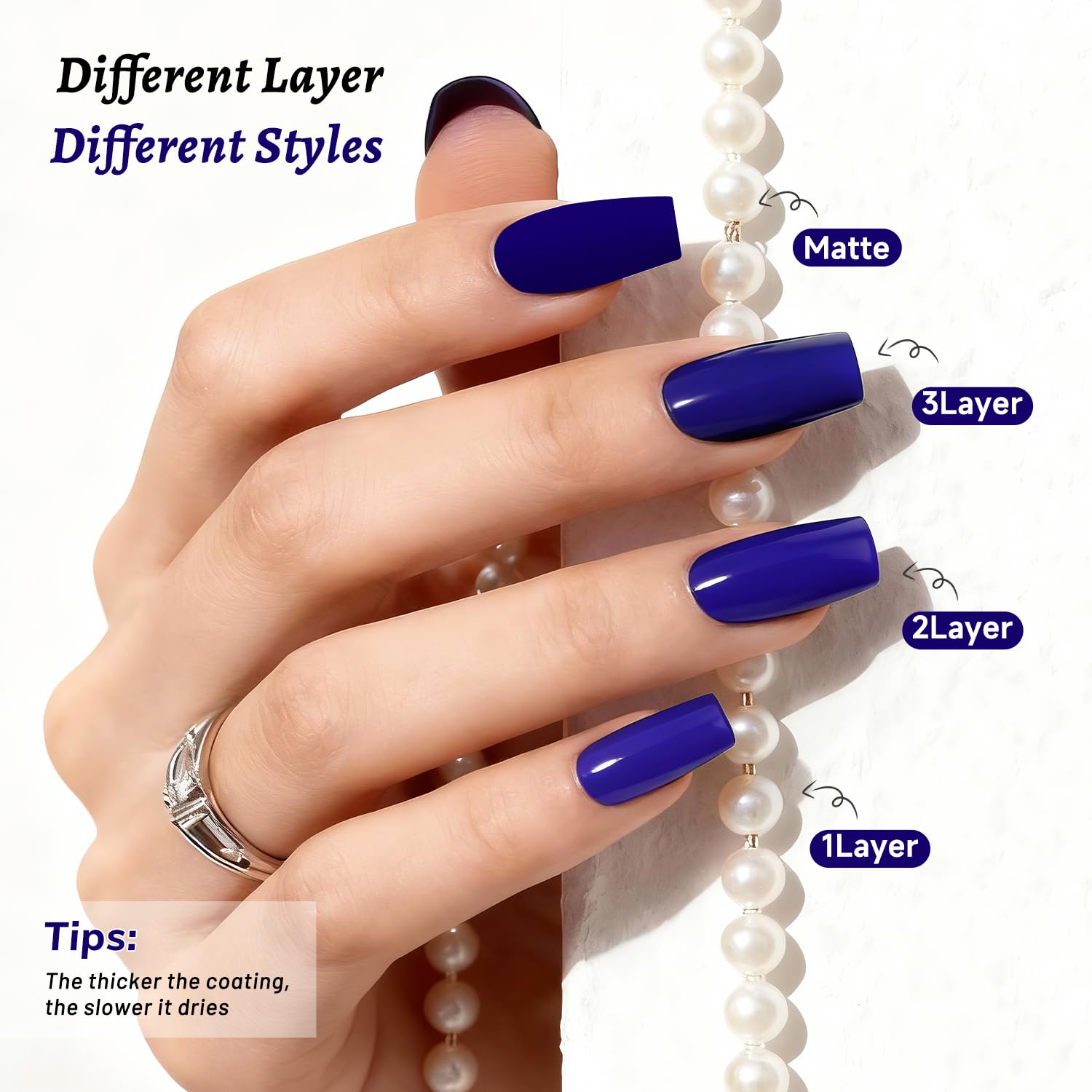OpenLive vernis bleu, volume généreux pour plusieurs poses.