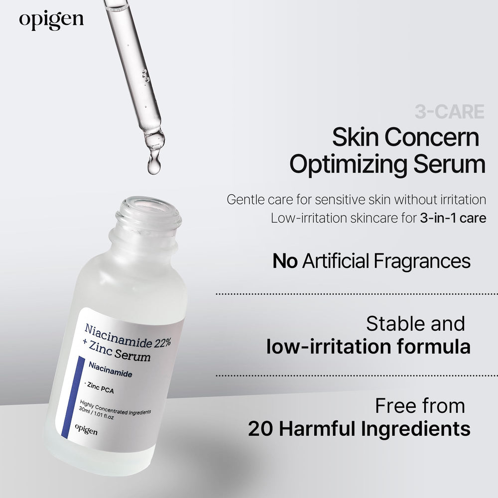 Opigen sérum Niacinamide 22% équilibre le sébum et nettoie les pores du visage.