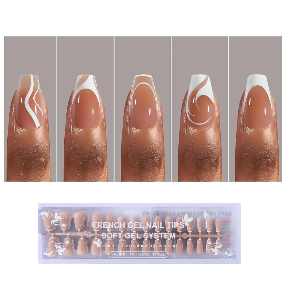 OPkssnails ongles pointe francaise ensemble 150 pièces pour une pose rapide