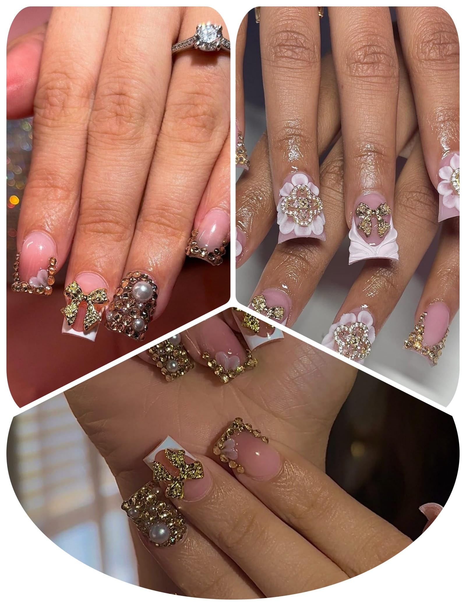 OPMADM charmes or 3D pour ongles, brillance et texture.