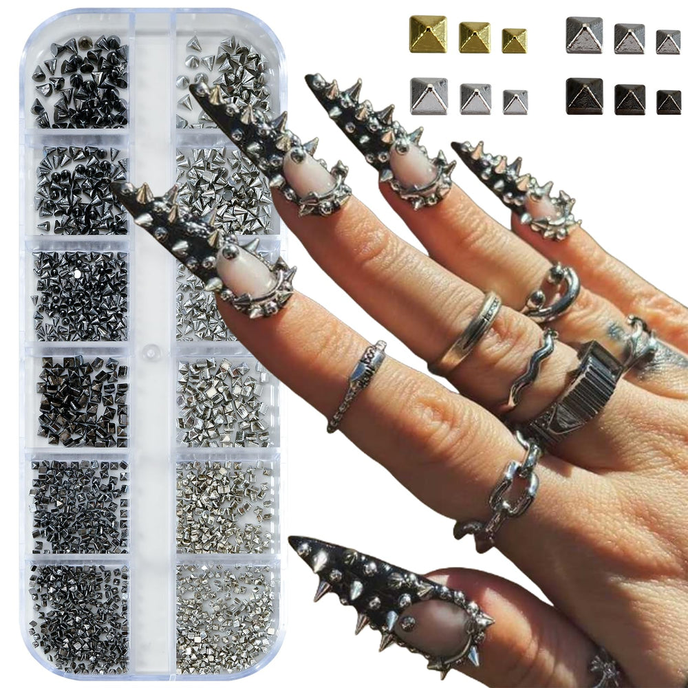 OPMADM charms pour ongles gothiques, carre-pique argent pour effet métallique élégant et durable.