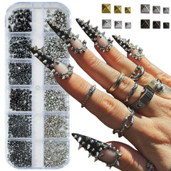 OPMADM charms pour ongles gothiques, carre-pique argent pour effet métallique élégant et durable.