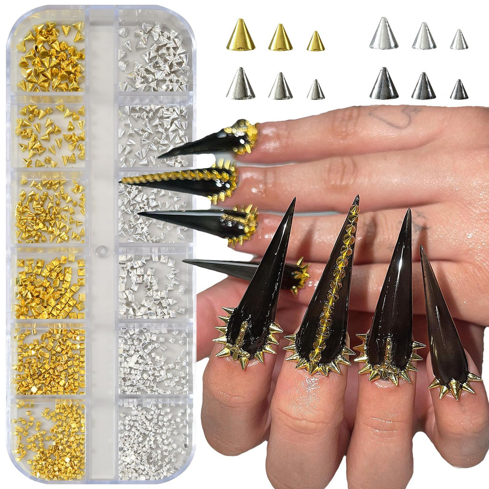 OPMADM charms pour ongles gothiques, carre-pique or-blanc pour style chic et polyvalent.