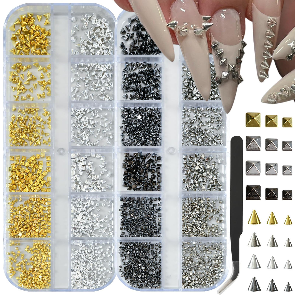 OPMADM charms pour ongles gothiques, carre-pique en or pour allure audacieuse et durable.