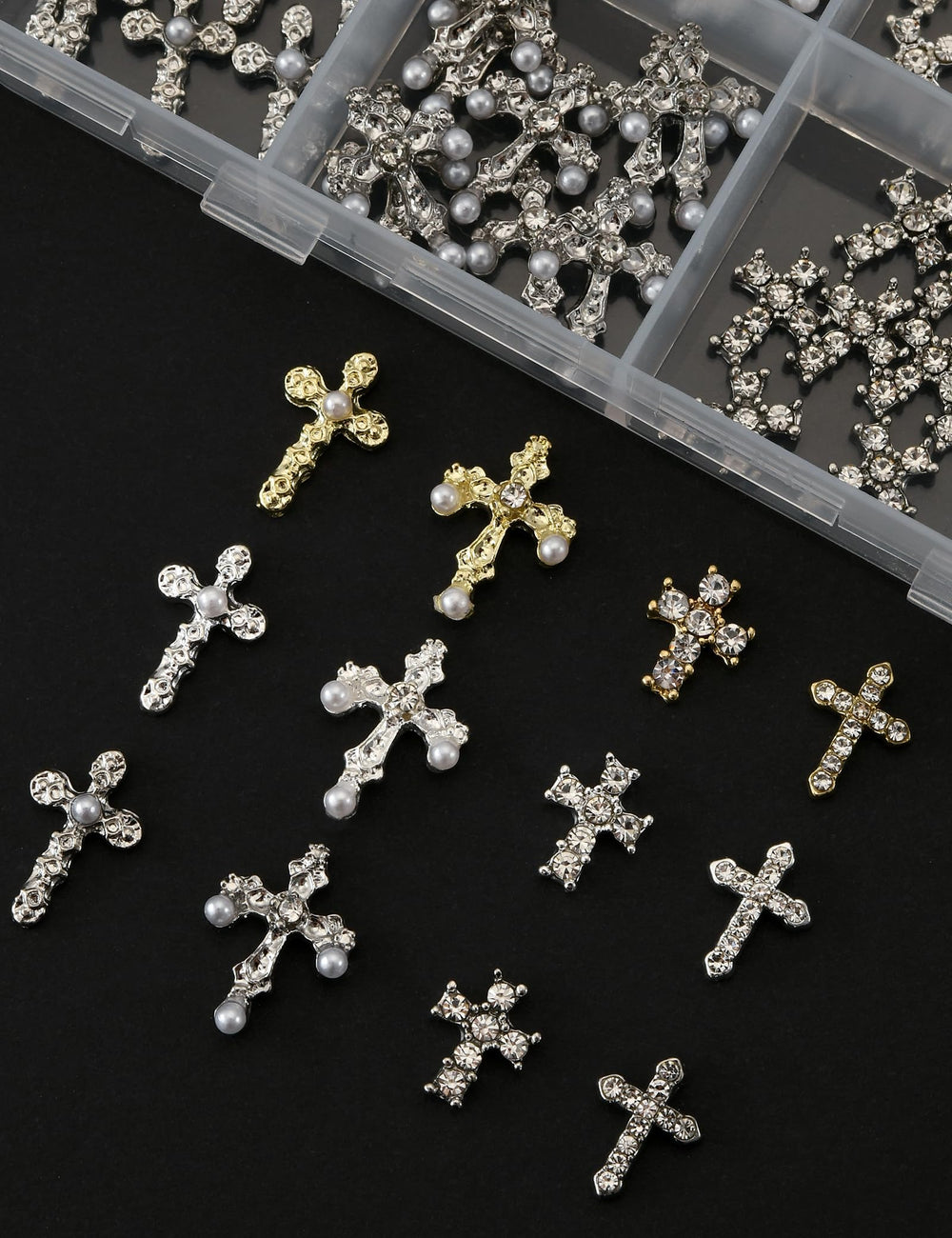 OPMADM croix pour ongles argent, éclat subtil pour décorers vos ongles.