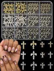 OPMADM croix pour ongles or blanc, style chic et raffiné.