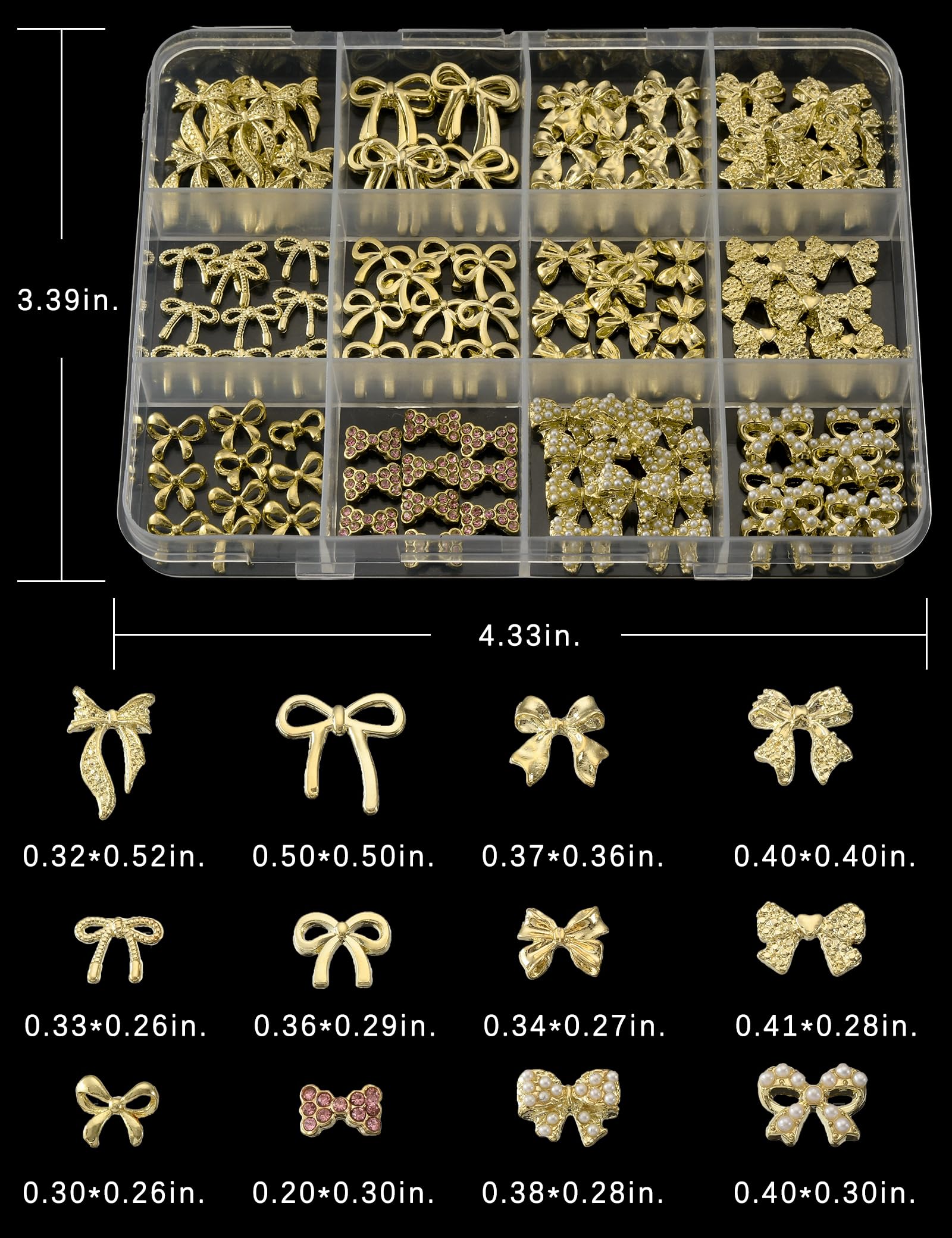 OPMADM noeud-or pavé diamant, charme scintillant pour ongles.