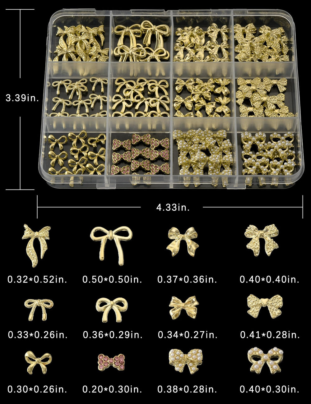 OPMADM noeud-or pavé diamant, charme scintillant pour ongles.