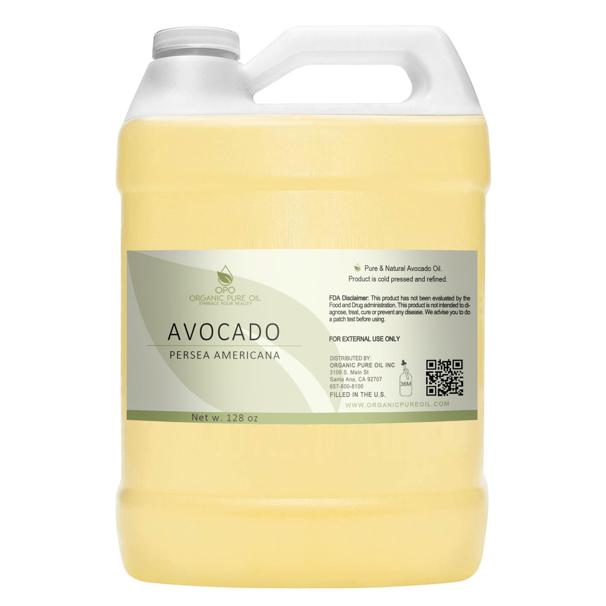 OPO Avocat huile pure et raffinée, bouteille 128 oz prête pour hydratation quotidienne