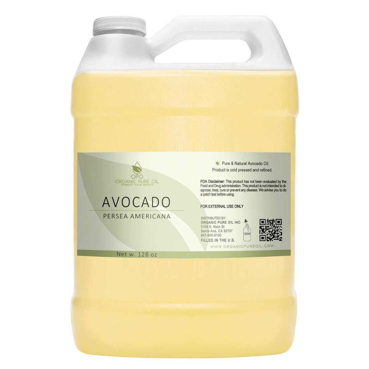 OPO Avocat huile pure et raffinée, bouteille 128 oz prête pour hydratation quotidienne