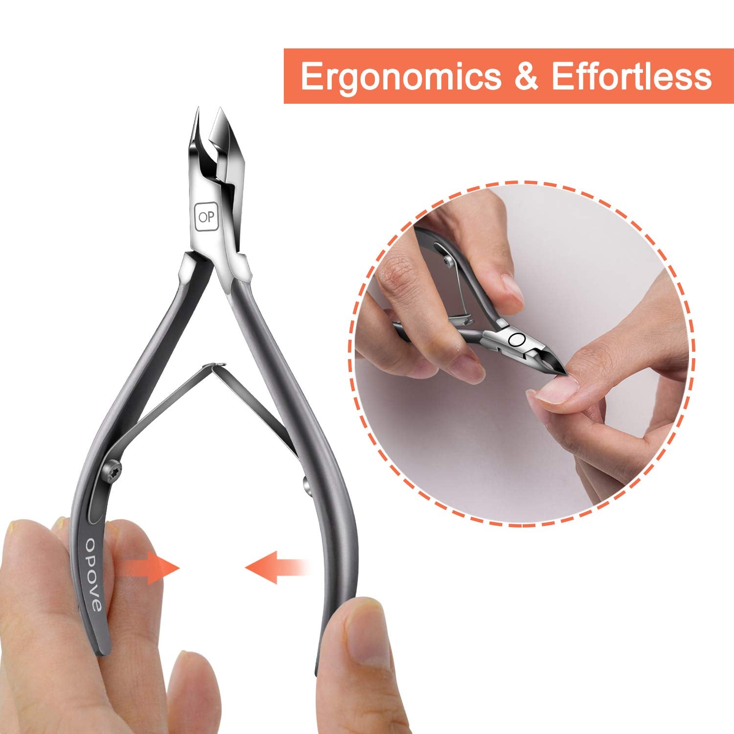 Poignee ergonomique Opove X7 mini avec ressort double pour une prise confortable.