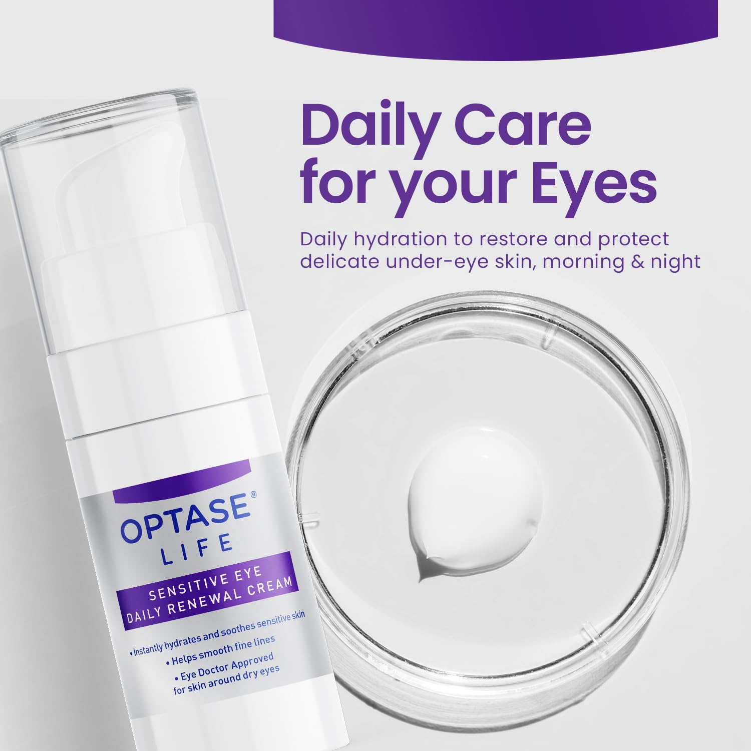 Label emphasizes preservative-free ingredients for gentle eye care.