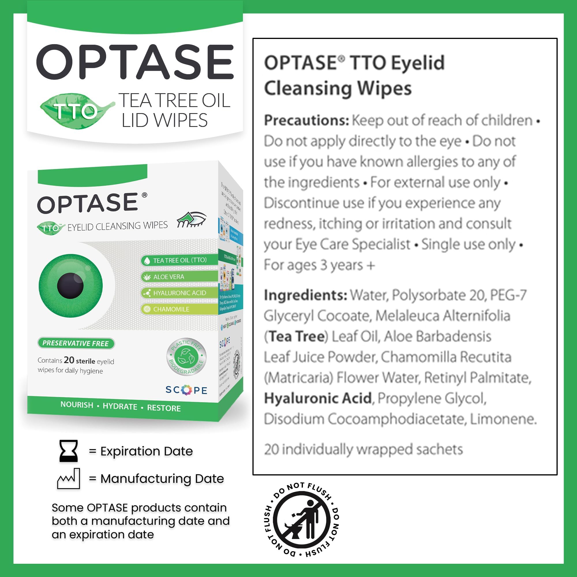 Optase TTO emballage individuel, pratique pour hygiène en déplacement.