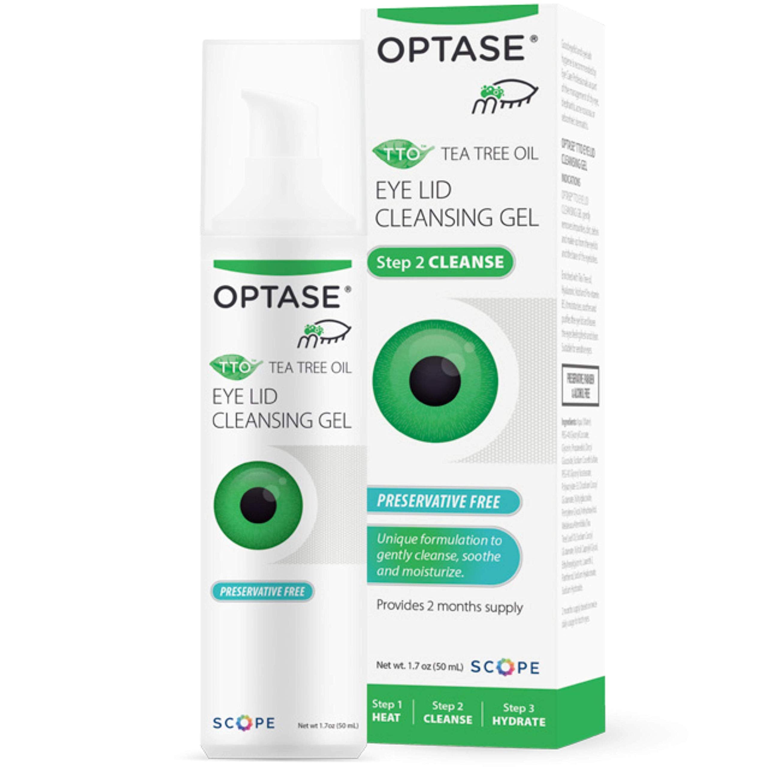 Optase TTO eyelid cleansing gel bottle for gentle daily lid care