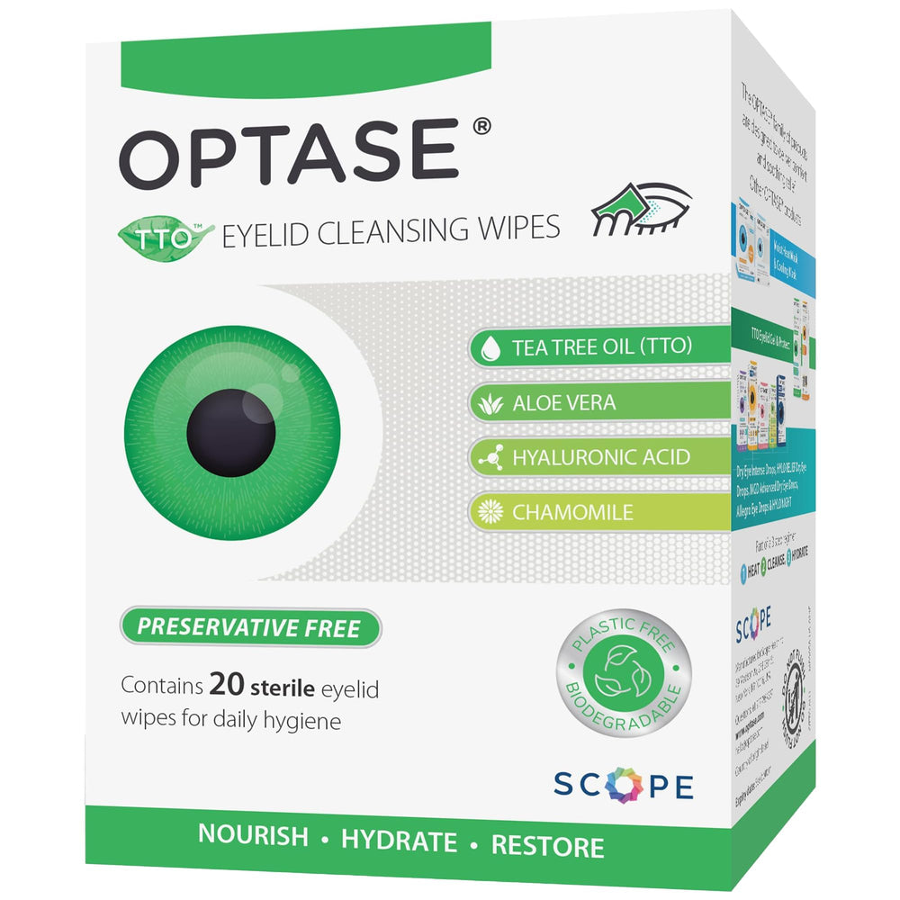 Optase TTO lingettes nettoyage paupiere et cils, soin doux et efficace.