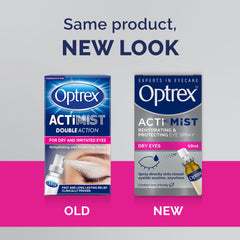 Optrex ActiMist – application sans contact, pratique pour les yeux irrités.