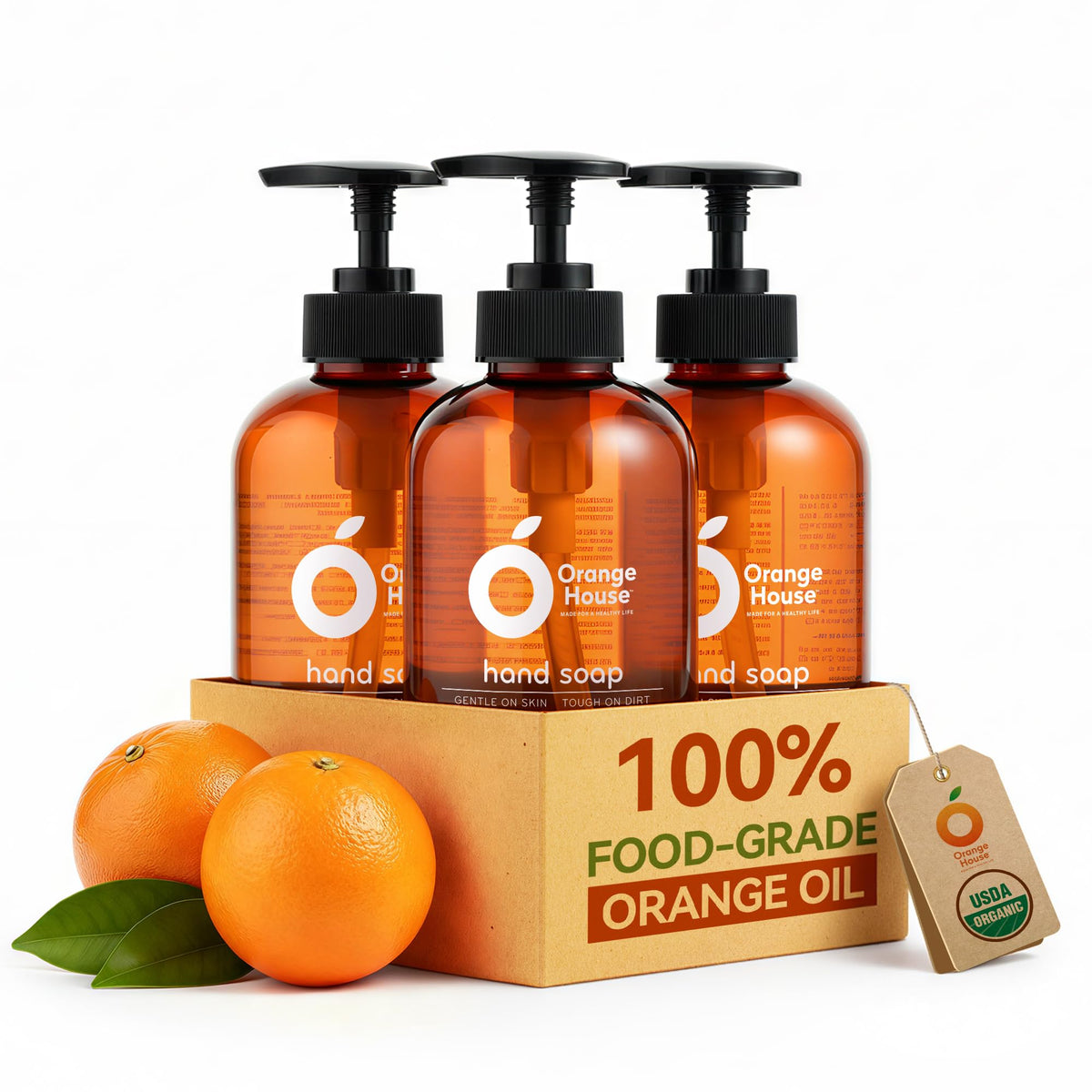 ORANGE HOUSE savon mains liquide – bouteille 355 ml, parfum orange frais