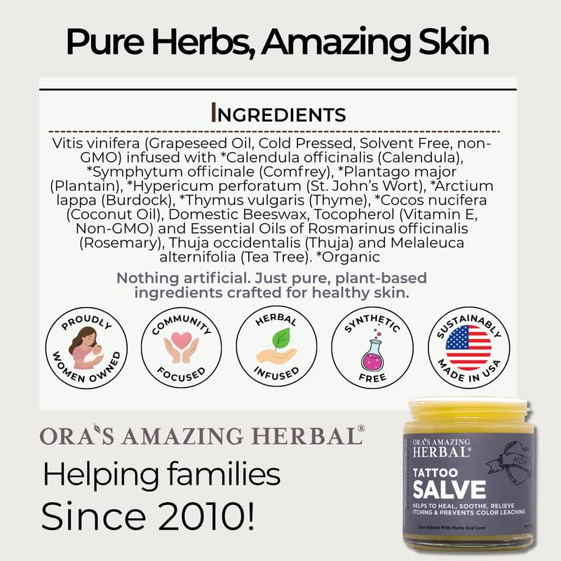 Ora's Amazing Herbal baume tatouage sans parabènes et sans cruauté