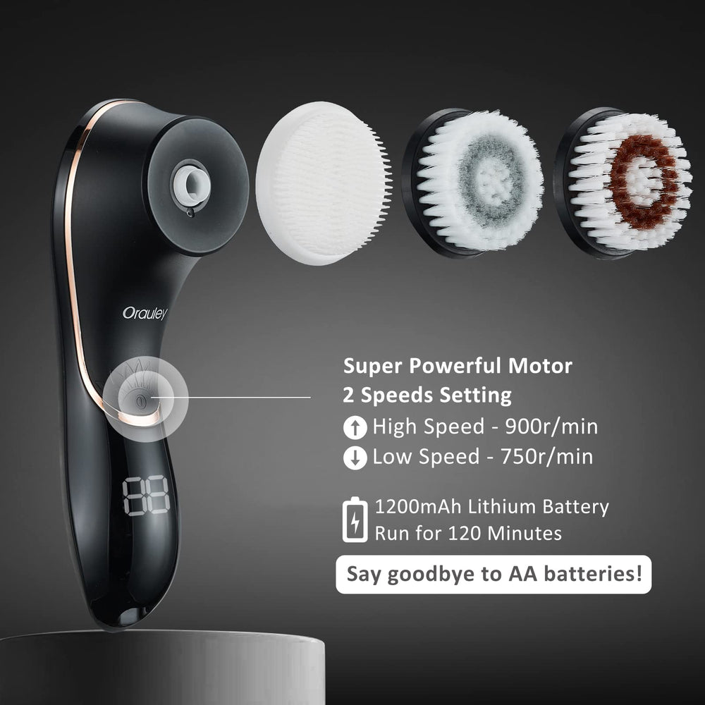 Orauley brosse-visage rechargeable batterie 1200mah, autonomie longue.