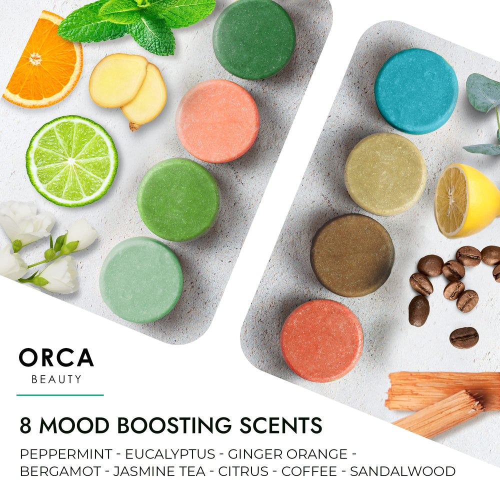 ORCA Beauty bombes-vapeur-douche-bergamote: parfum citrus frais pour énergie légère.