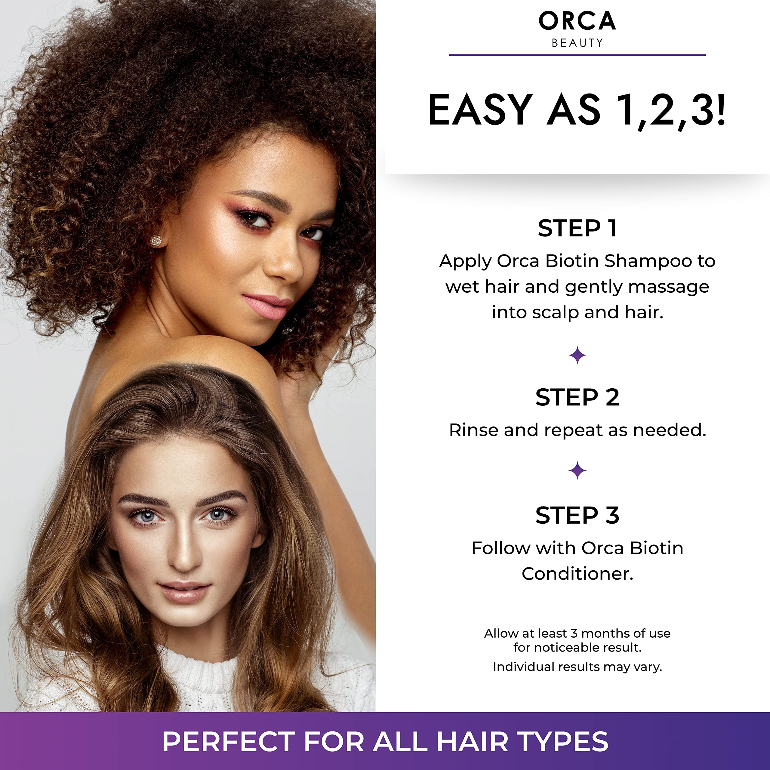 Orca Beauty Texture Shampoing Biotine – texture crémeuse et nettoyage doux.