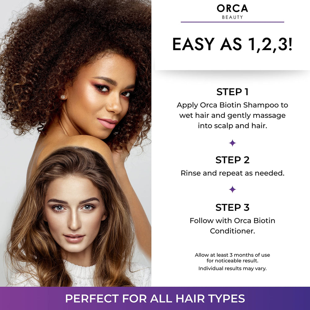 Orca Beauty Texture Shampoing Biotine – texture crémeuse et nettoyage doux.
