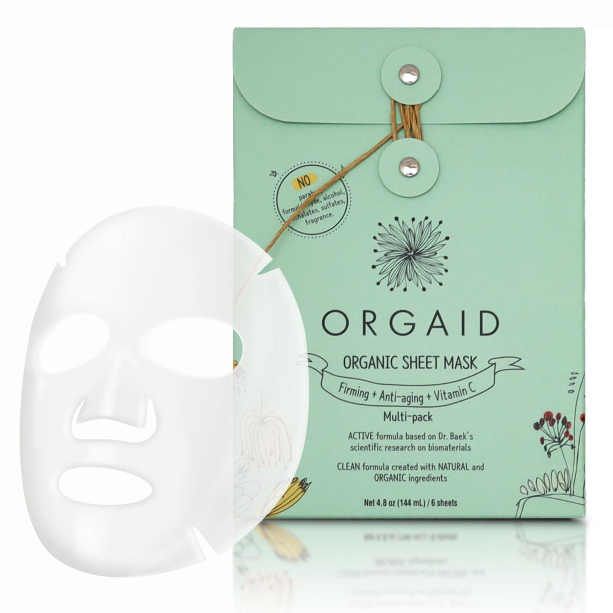 ORGAID Masque Feuille Bio – ensemble lot de 6 pour une routine visage complète.