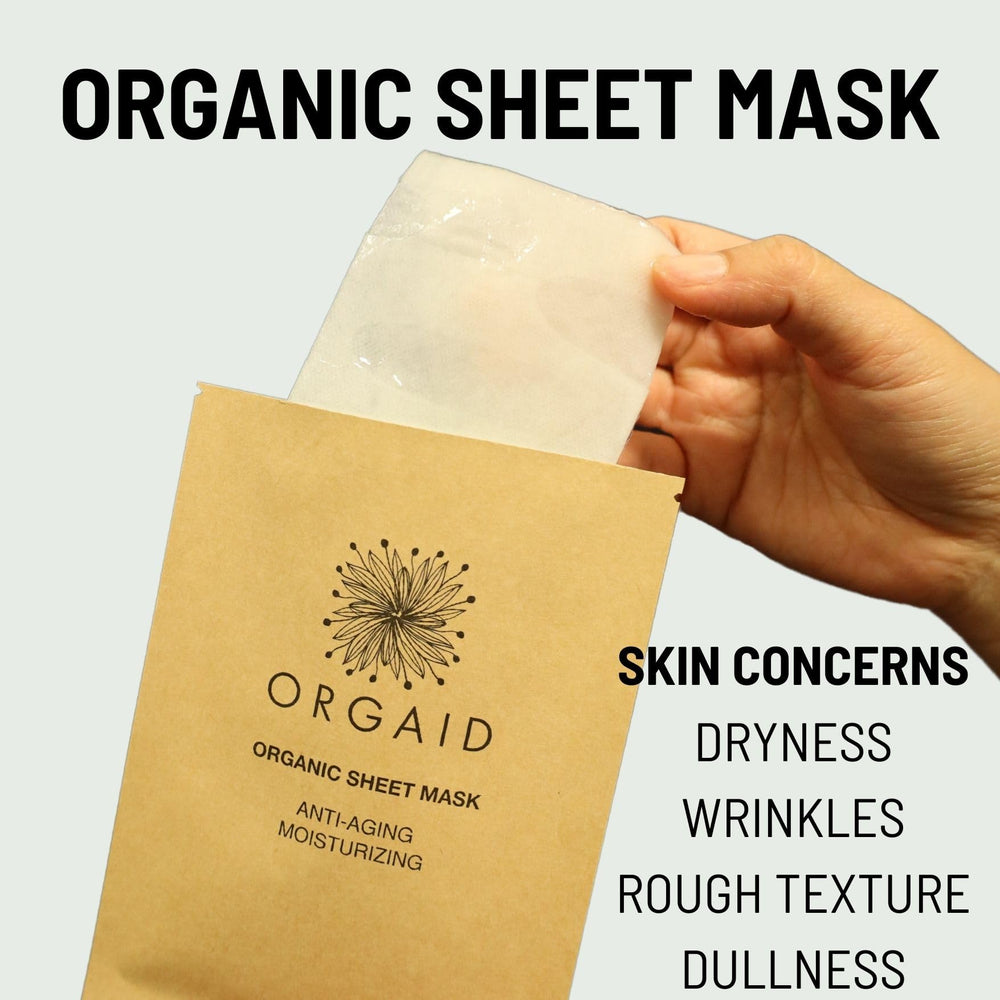 Masque ORGAID en feuille bio avec vitamine C pour teint lumineux.