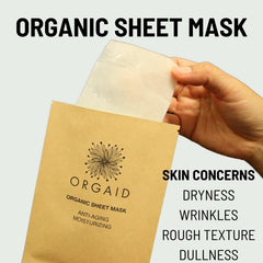 Masque ORGAID en feuille bio avec vitamine C pour teint lumineux.