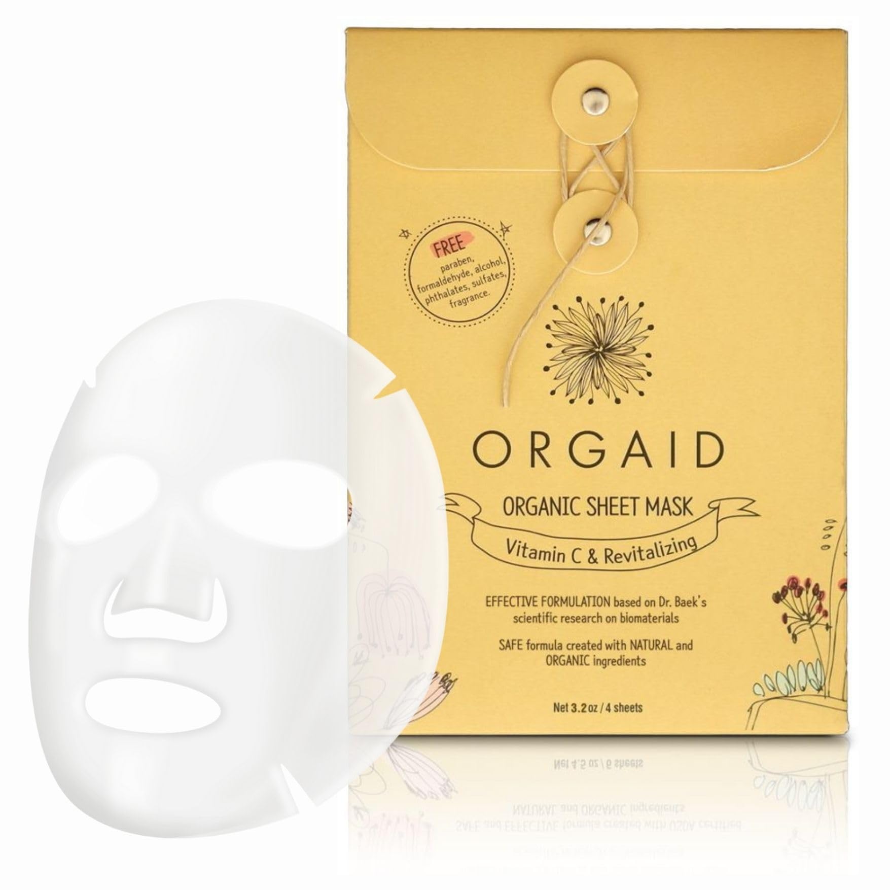 ORGAID masque-feuille-organique: application douce et peau hydratée.