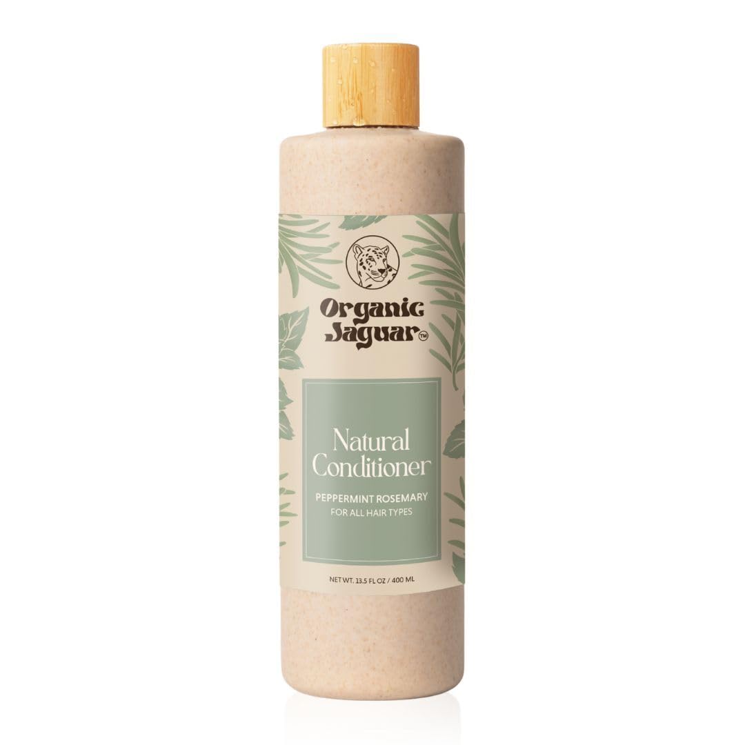 Organic Jaguar après-shampoing menthe romarin, bouteille — parfum frais et soin léger.