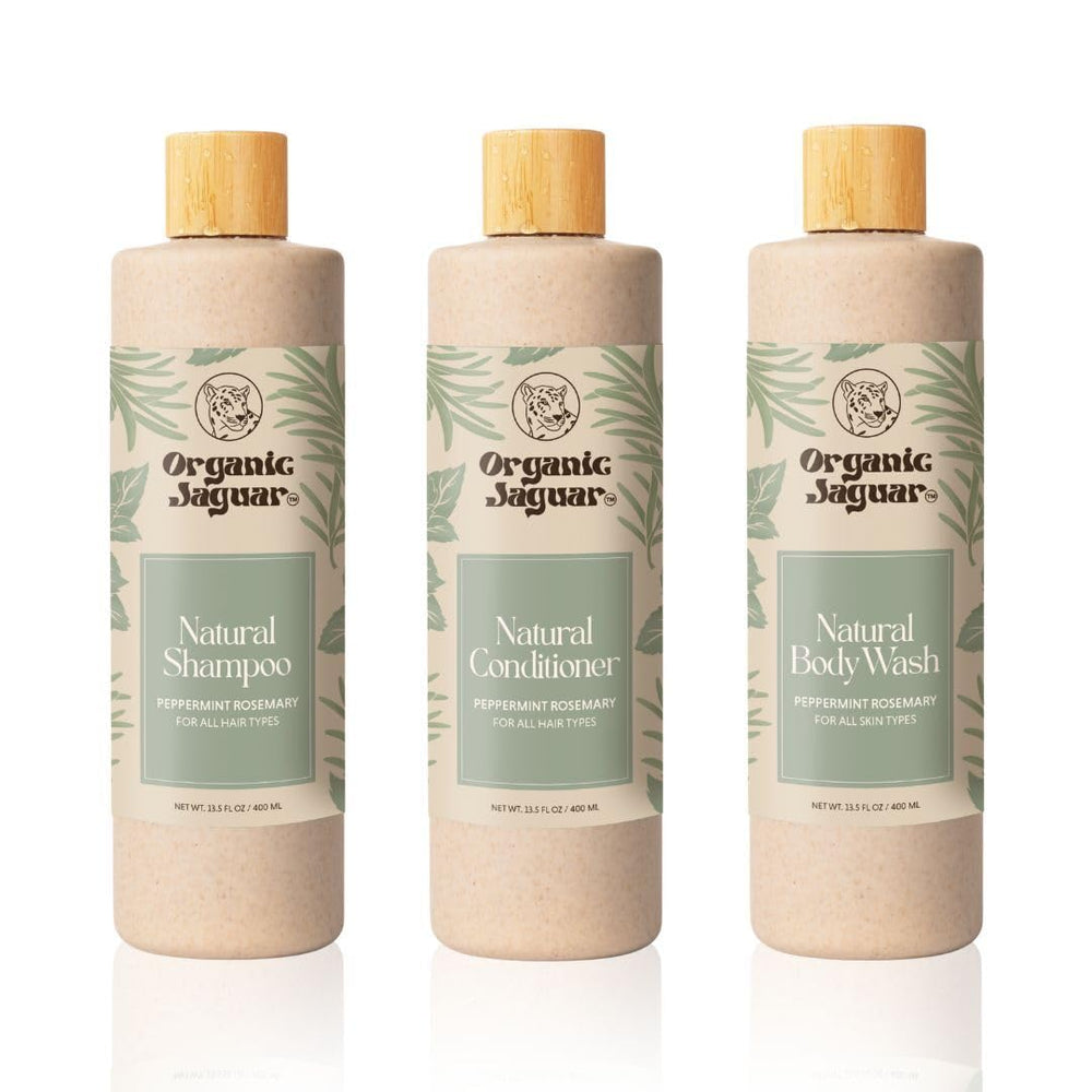 Organic Jaguar après-shampoing menthe romarin, usage capillaire — revitalise les longueurs après rinçage.