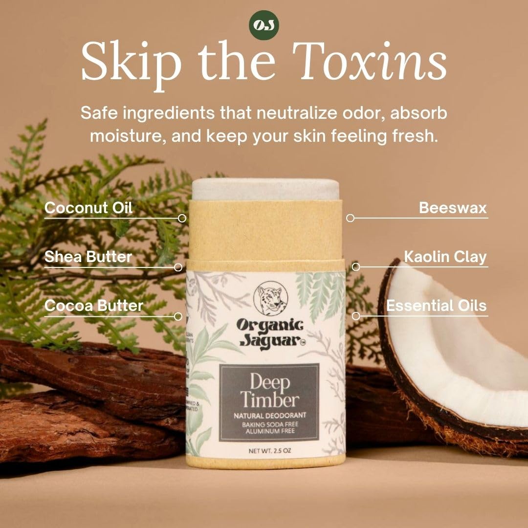 Ingrédients naturels Organic Jaguar: coco, karité et kaolin procurant confort quotidien.