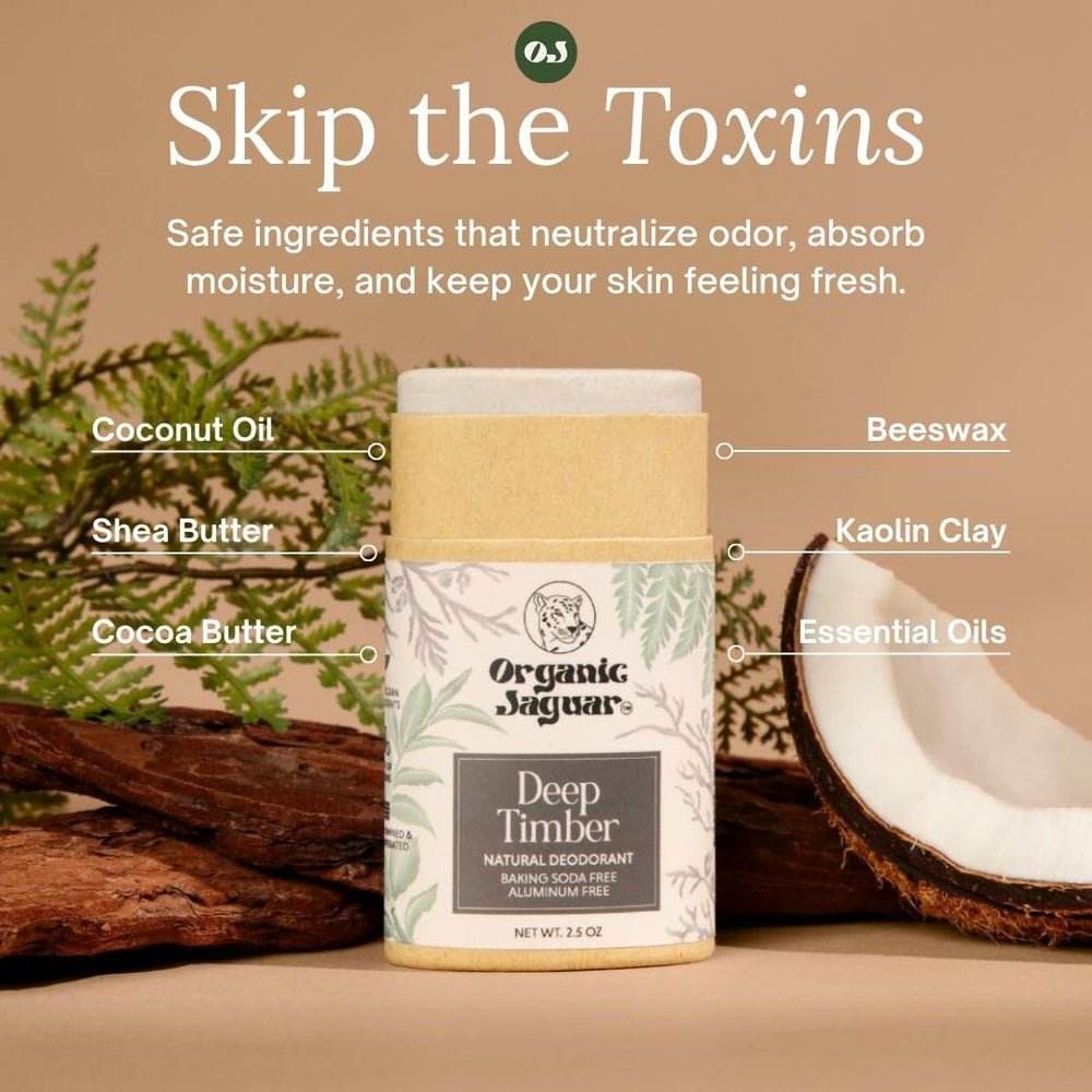 Ingrédients naturels Organic Jaguar: coco, karité et kaolin procurant confort quotidien.