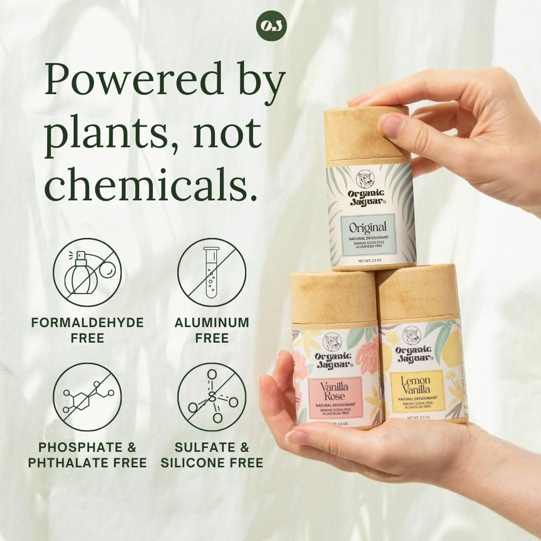 Organic Jaguar déodorant emballage compact: pratique pour voyage et transport.
