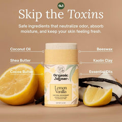 Organic Jaguar Déodorant citron-vanille ingrédients coco karité nourrissant