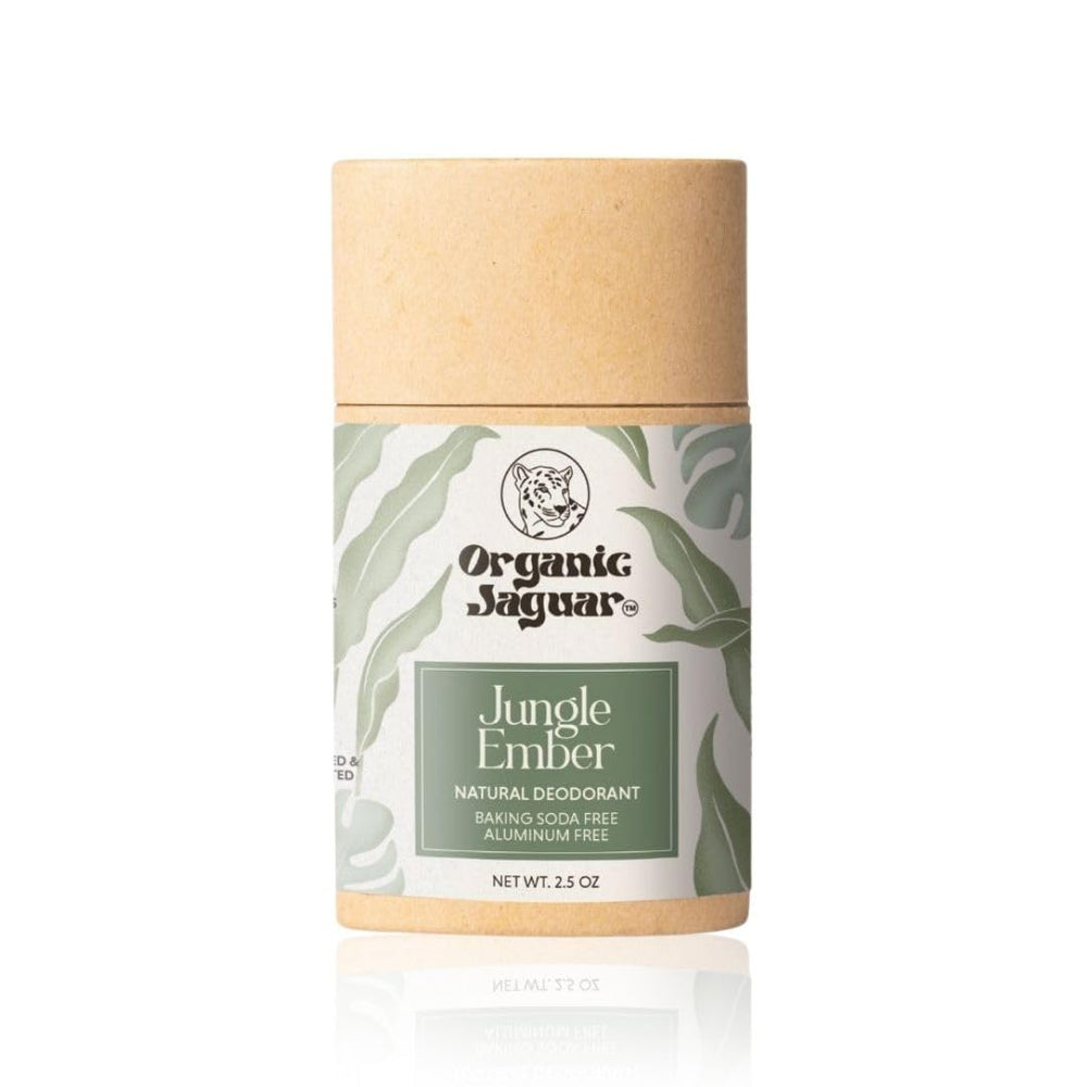 Organic Jaguar déodorant sans aluminium — huile de coco et hydratation douce.