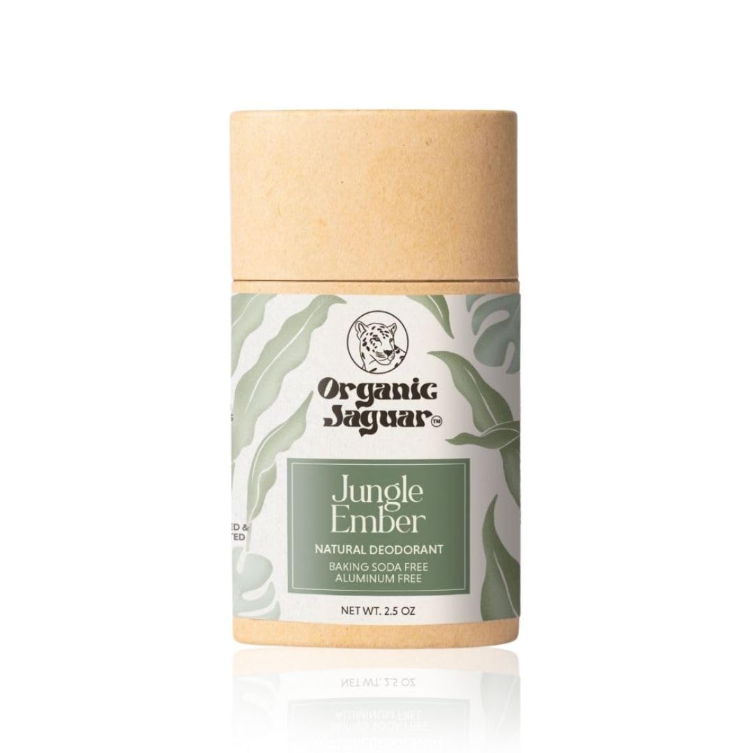Organic Jaguar déodorant sans aluminium — huile de coco et hydratation douce.