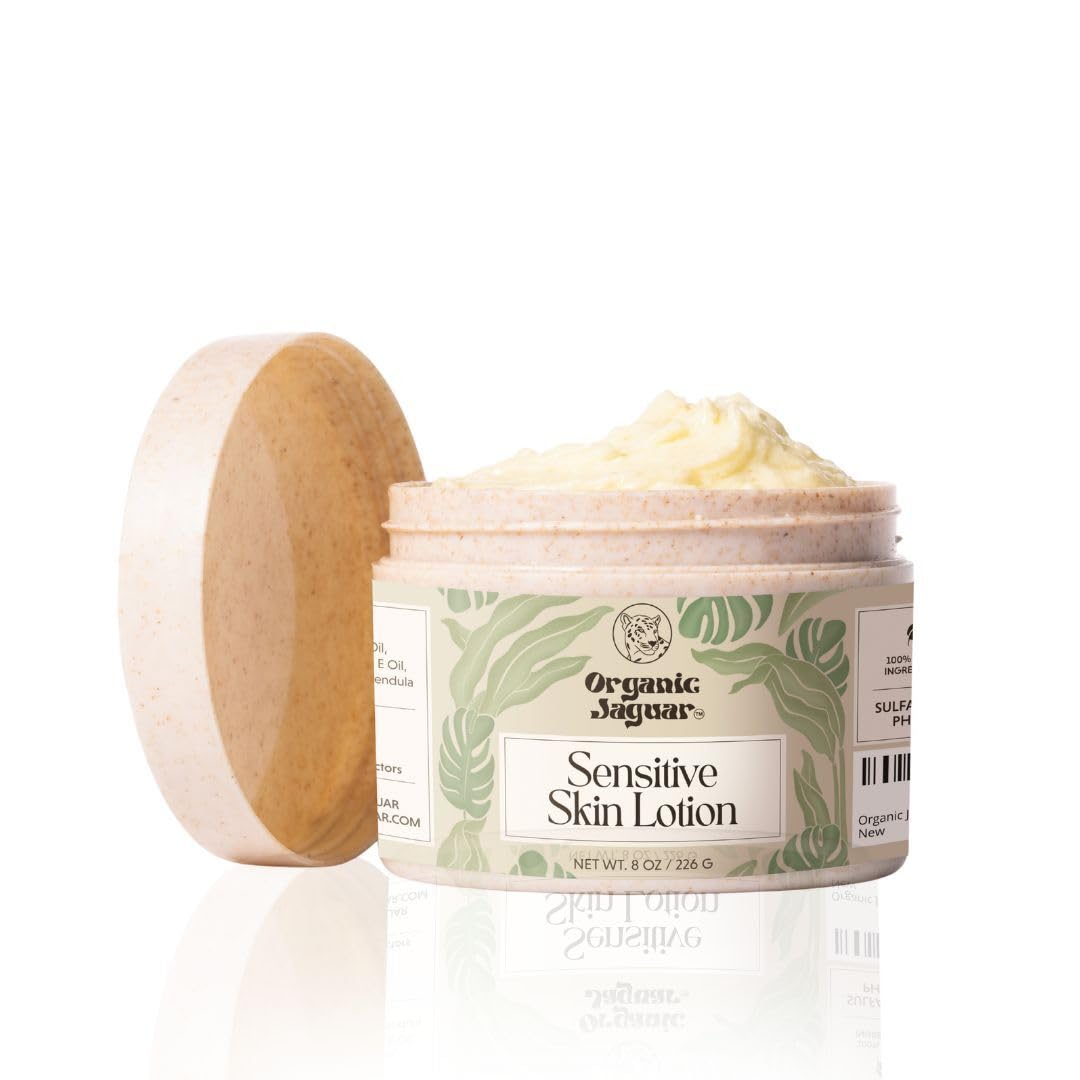 Organic Jaguar - bouteille de lotion, hydratation douce pour peau sensible.