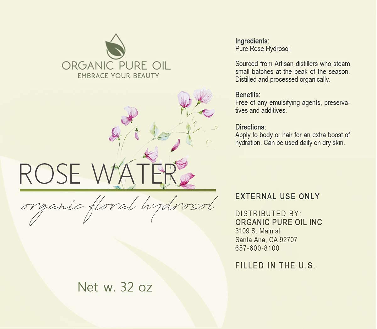 Organic Pure Oil Eau de Rose – brume cheveux pour hydratation et parfum
