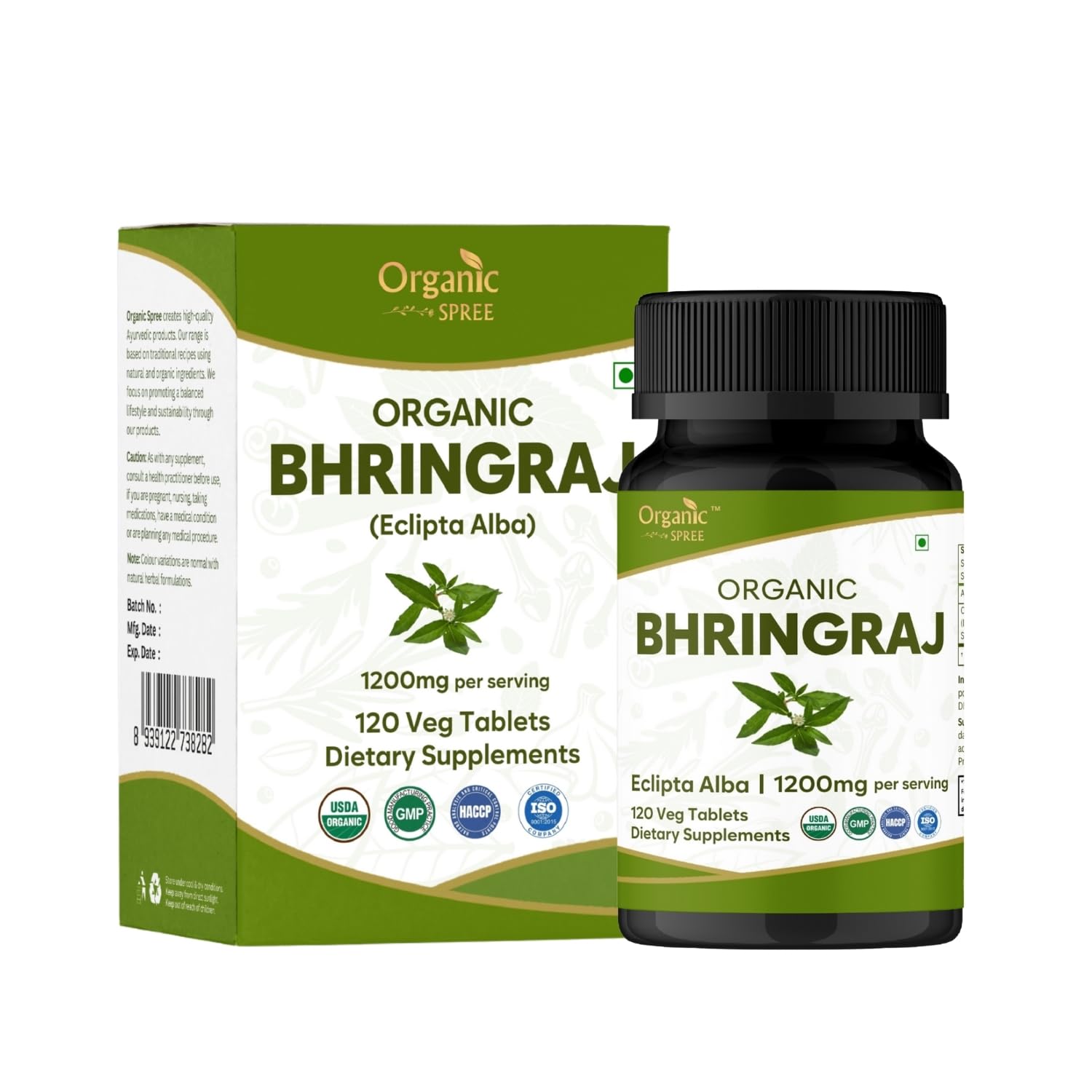 Bouteille Organic Spree Bhringraj, solution naturelle pour soins capillaires