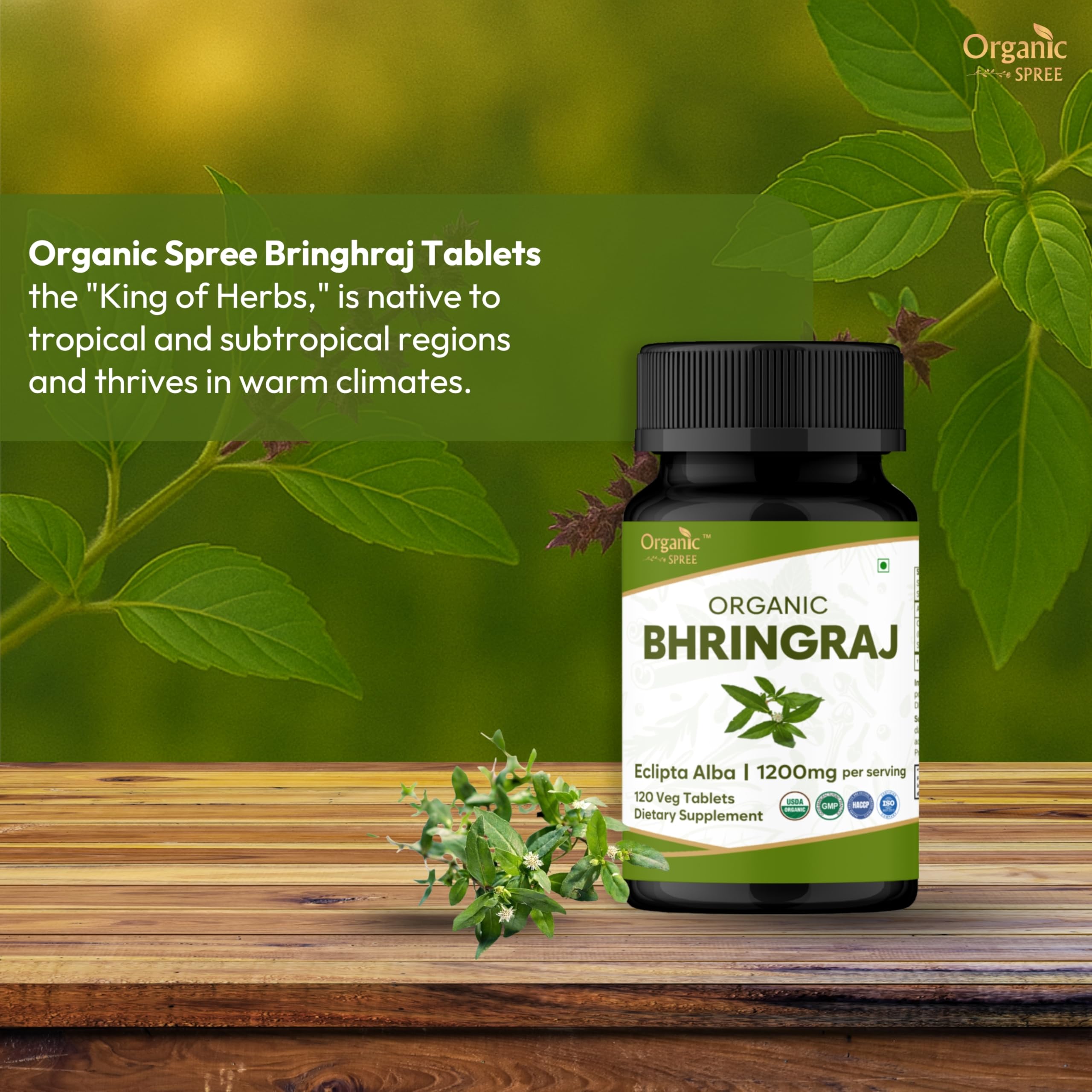 Tablettes Organic Spree Bhringraj, formule végétarienne prête à l'emploi