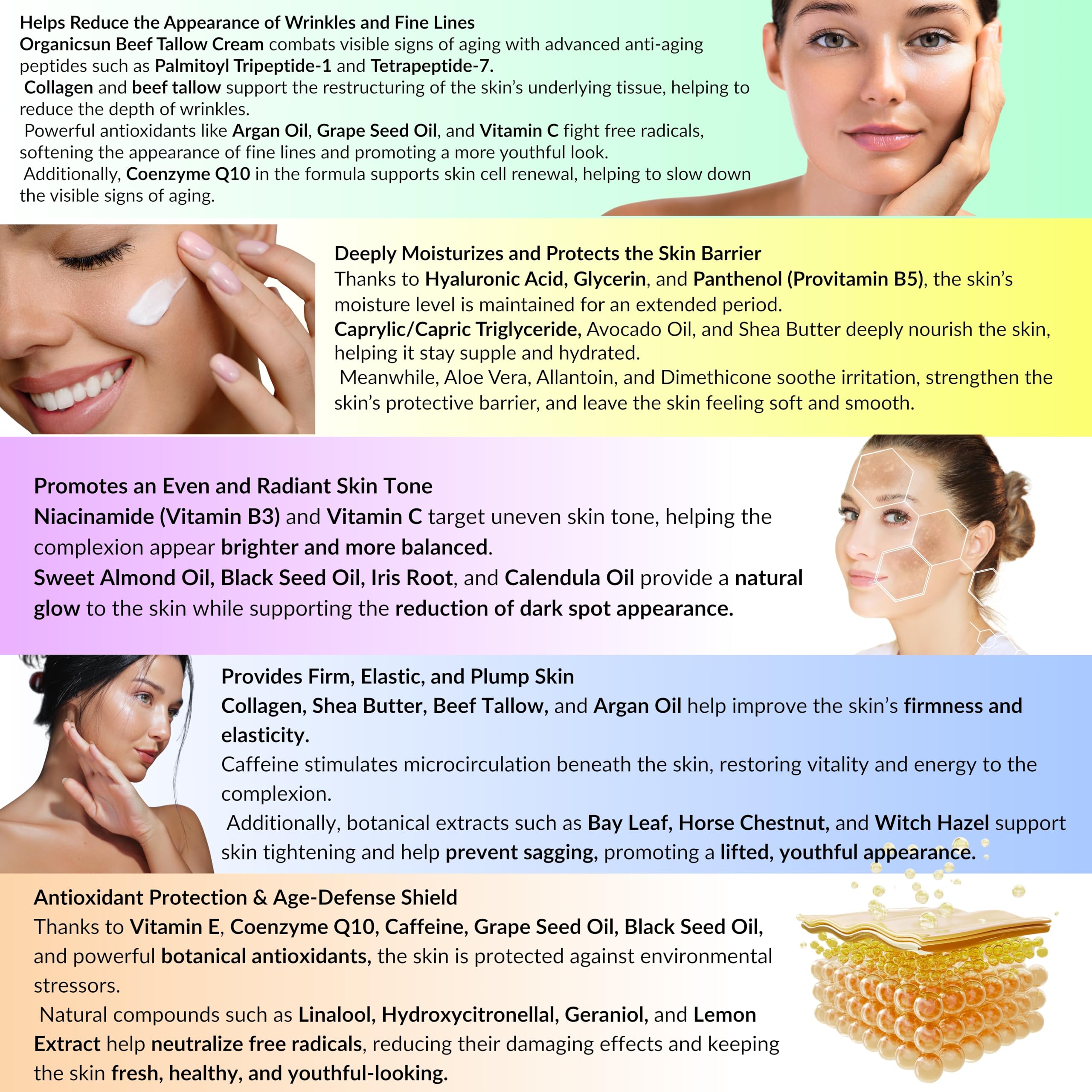 Organicsun Crème Visage Formule Propre: sans parabènes, silicones et sulfates pour peaux sensibles.